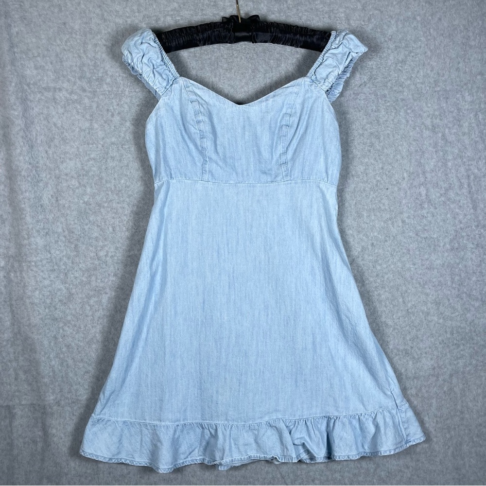Old Navy Light Blue Ruffle Strap Mini Dress